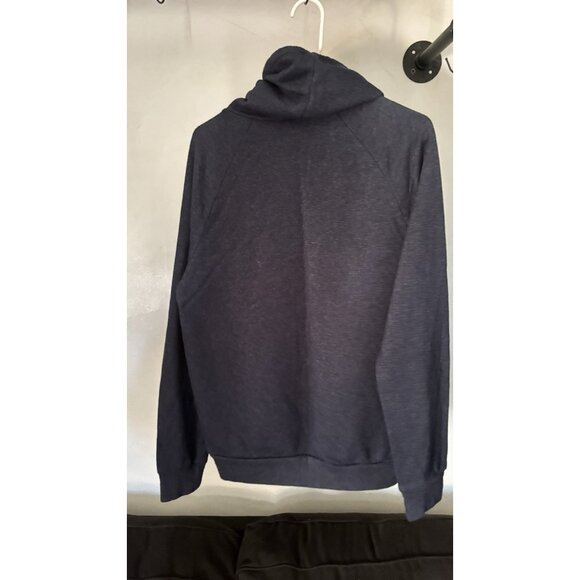 H&M Hoodie With Covered Neck Fabric Navy Blue Sweatshirt - Picture 5 of 6
